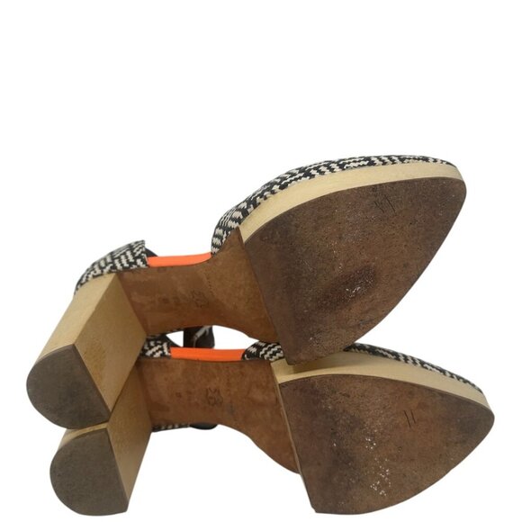 Rare Loeffler Randall Raffia Wooden Platform Pointed Toe Heels 8.5 Boho Retro - Picture 10 of 14